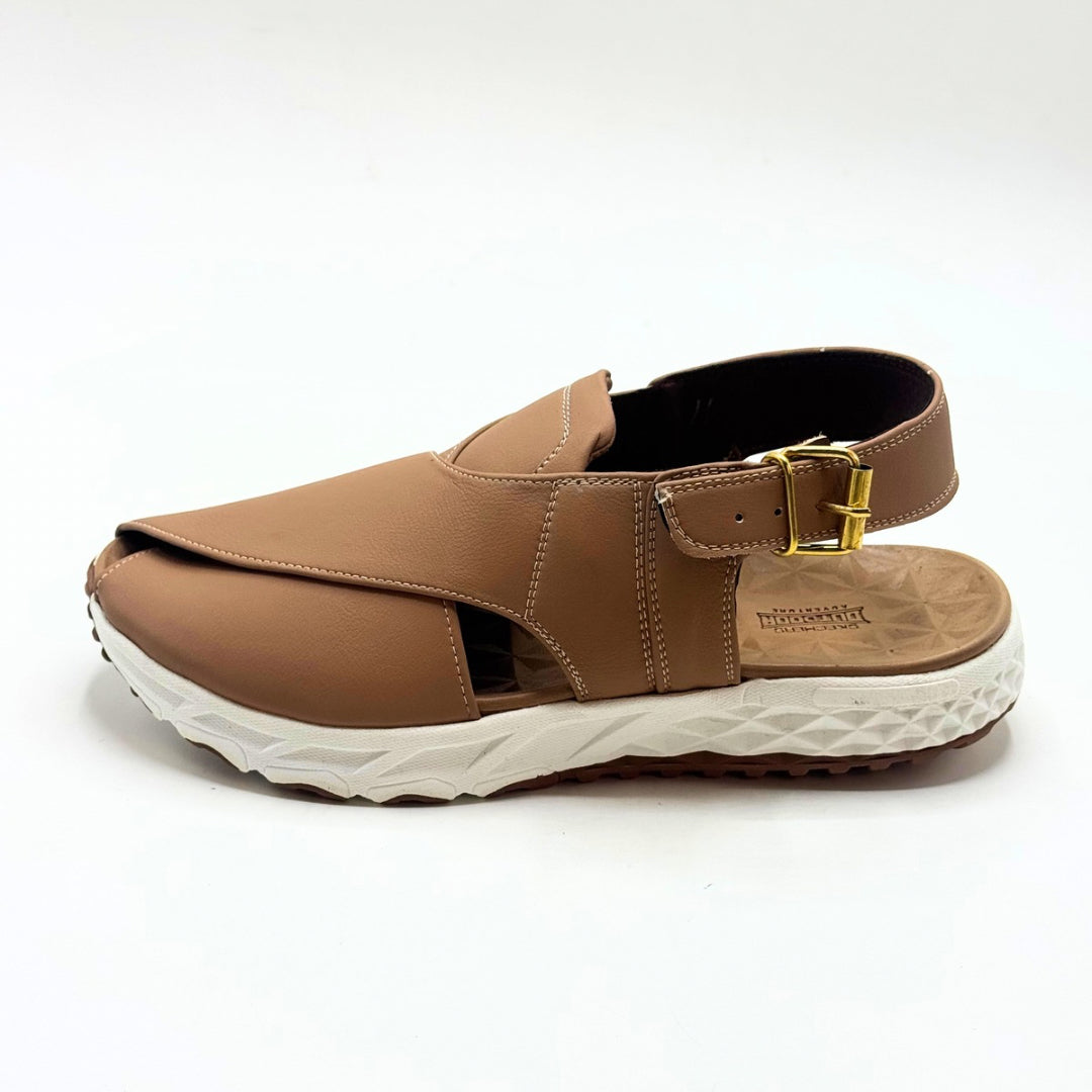 Peshawari Chappal with Sneaker Sole (Camel Brown)