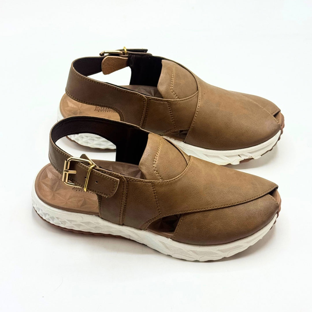 Peshawari Chappal with Sneaker Sole (Earth Brown)